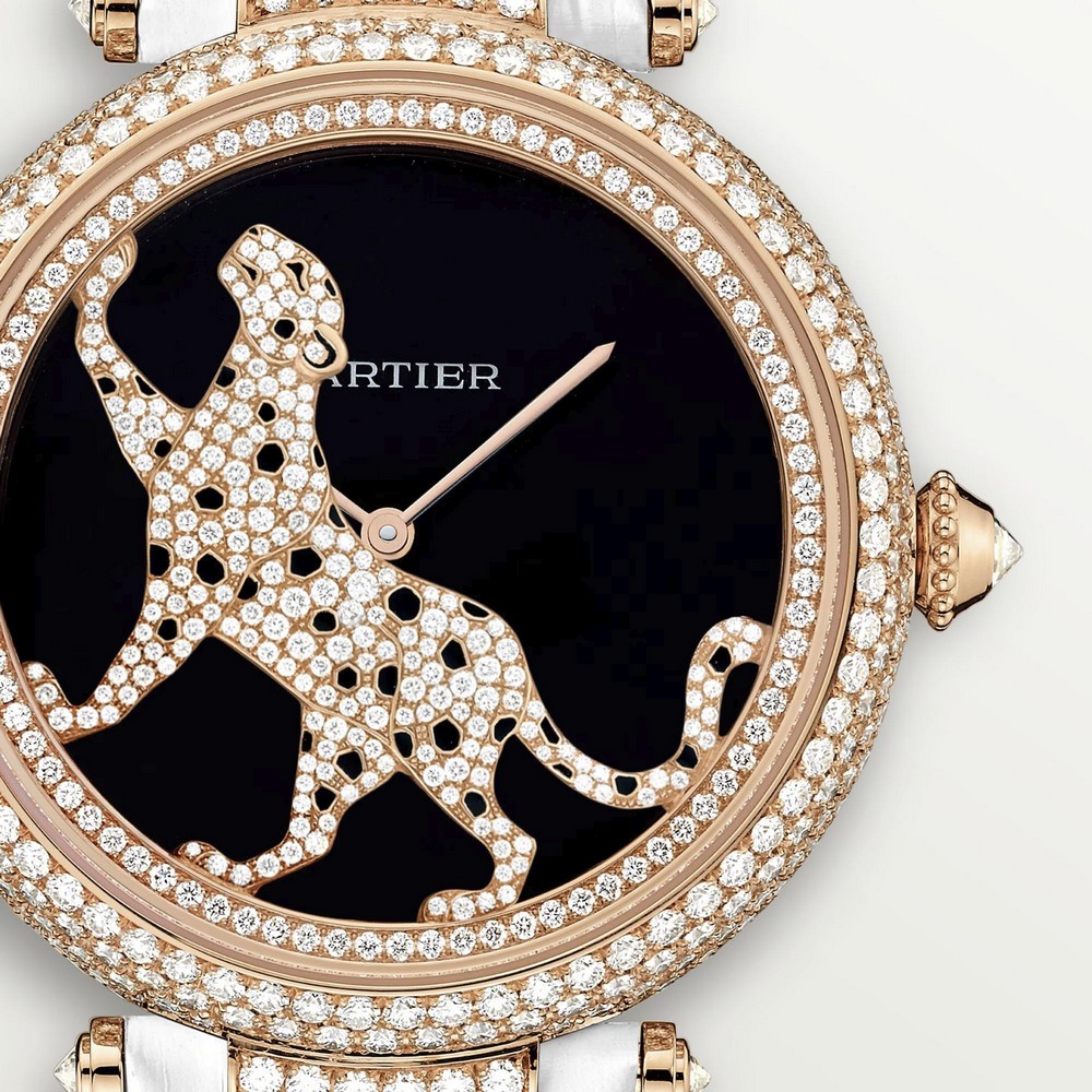 Đồng Hồ Cartier Panthère Jewelry Watches 42.75mm Nữ Trắng Vàng Đen